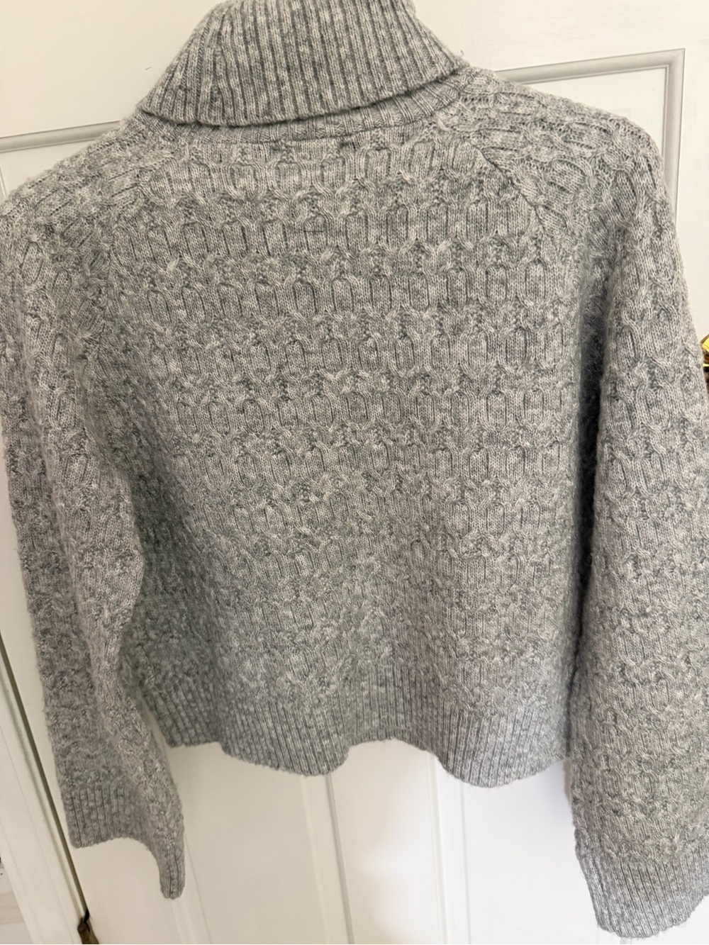 NWT Women's Light Gray Cable Turtleneck Sweater - Picture 3 of 7